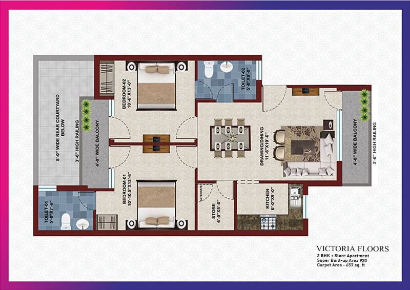 Victoria 2BHK + Store Apartments